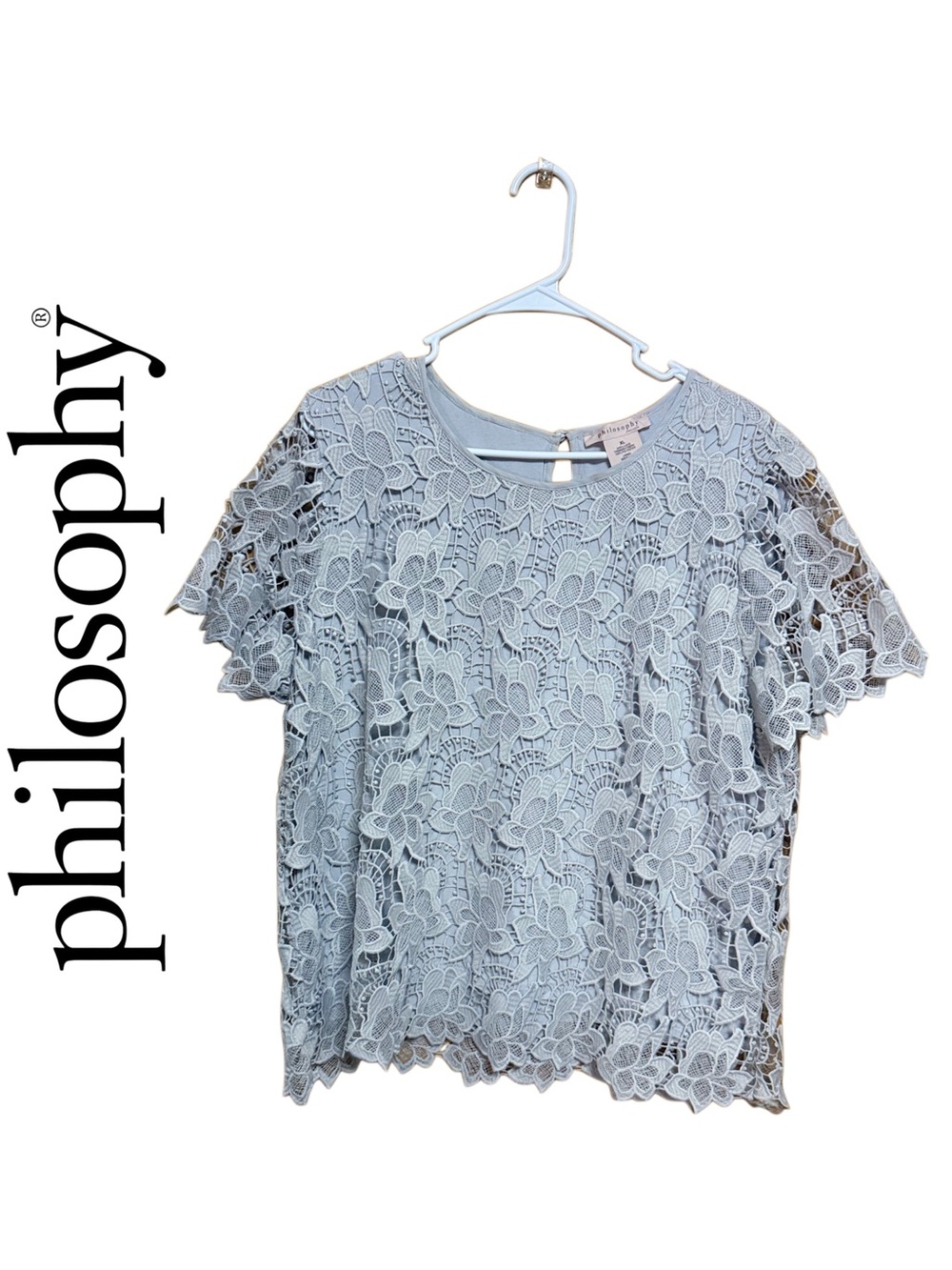 ✨💐 NWOT Philosophy Crochet Lace Overlay Blouse XL Romantic Cottagecore ✨💐